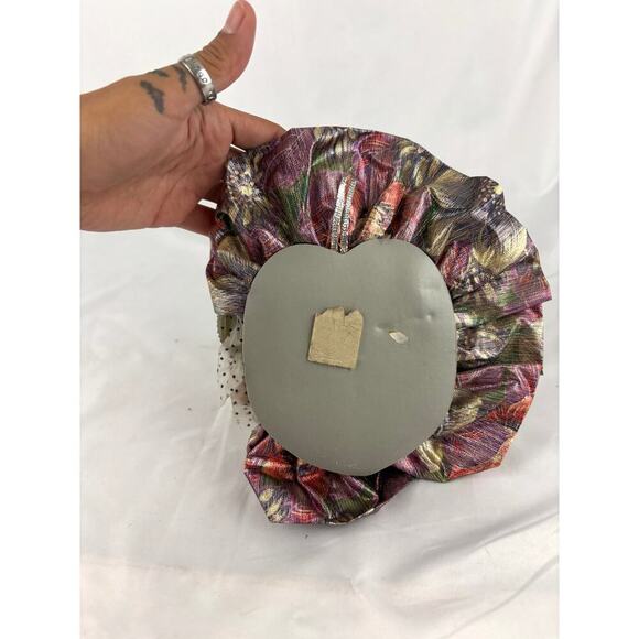 Vintage 1980s Mardi Gras Wall Mask 8" Pink Style Wall Hanging Decor Fabric - Picture 2 of 14